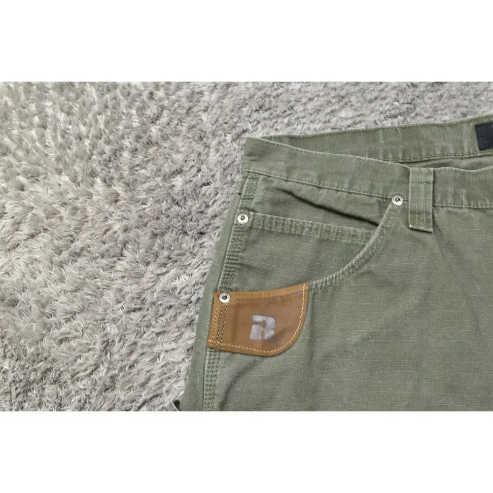 Ripstop RIGGS by Wrangler Work Green Carpenter Pants Straight Cotton Men's 38x34